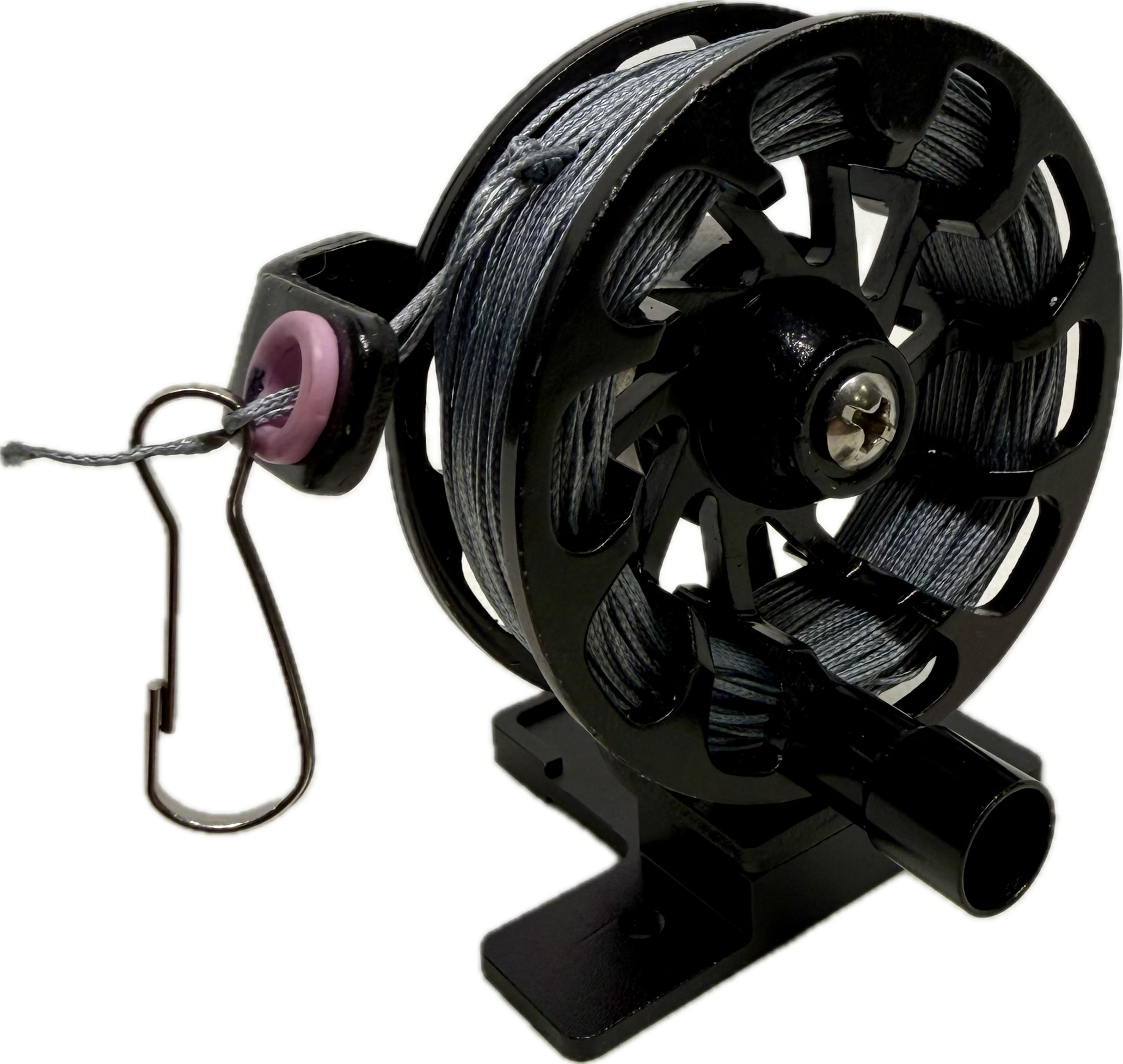 Reusable metal trip wire reel with 100ft kevlar line